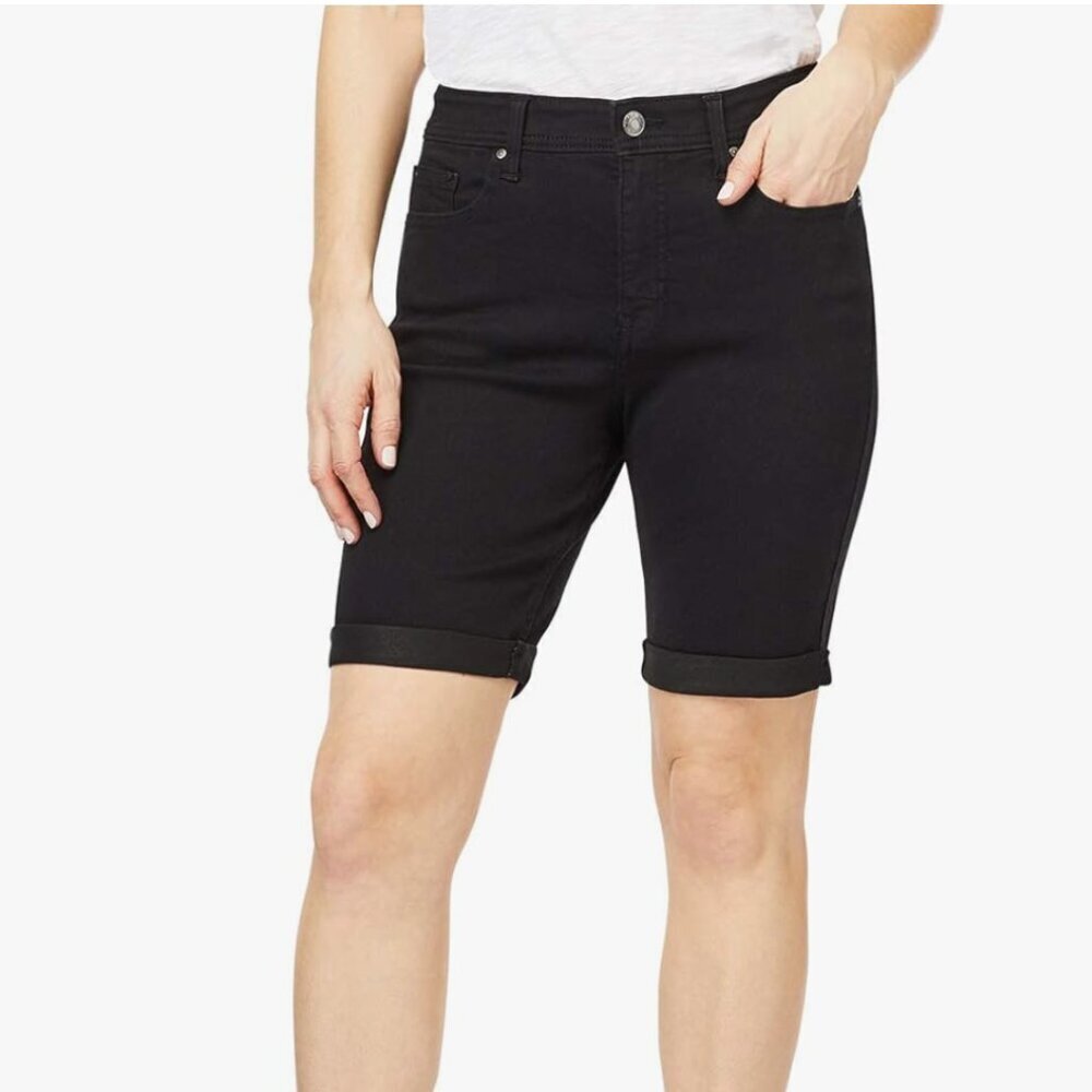Angels Forever Young  360 Sculp Tummy Tech Capri Bermuda‎ Jorts  -Black, Sz 6